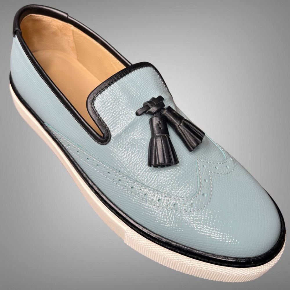 New Hermes Two Brogue Leather Must Tassel Loafers Size EU 39.5 Shoes